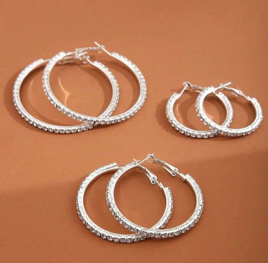 Rhinestone 3pc Earrings Set
