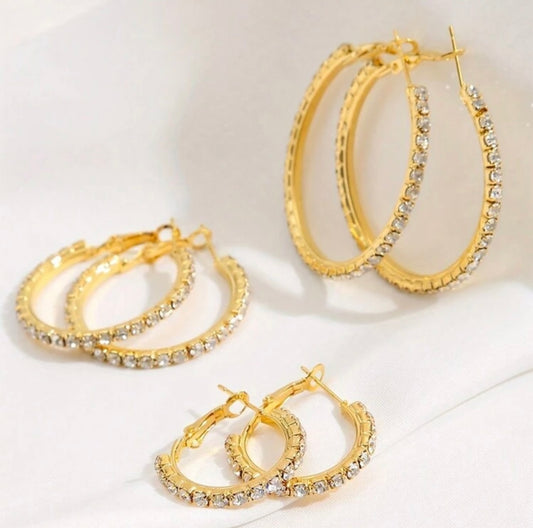Rhinestone 3pc Earrings Set